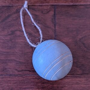 Blue Round Wooden Holiday Ornament (1 Qty)